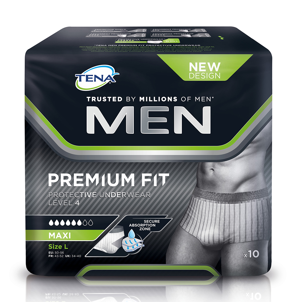 TENA MEN Premium Fit Inkontinenz Pants maxi L/XL, Größe L/XL - 1 x 10 Stück
