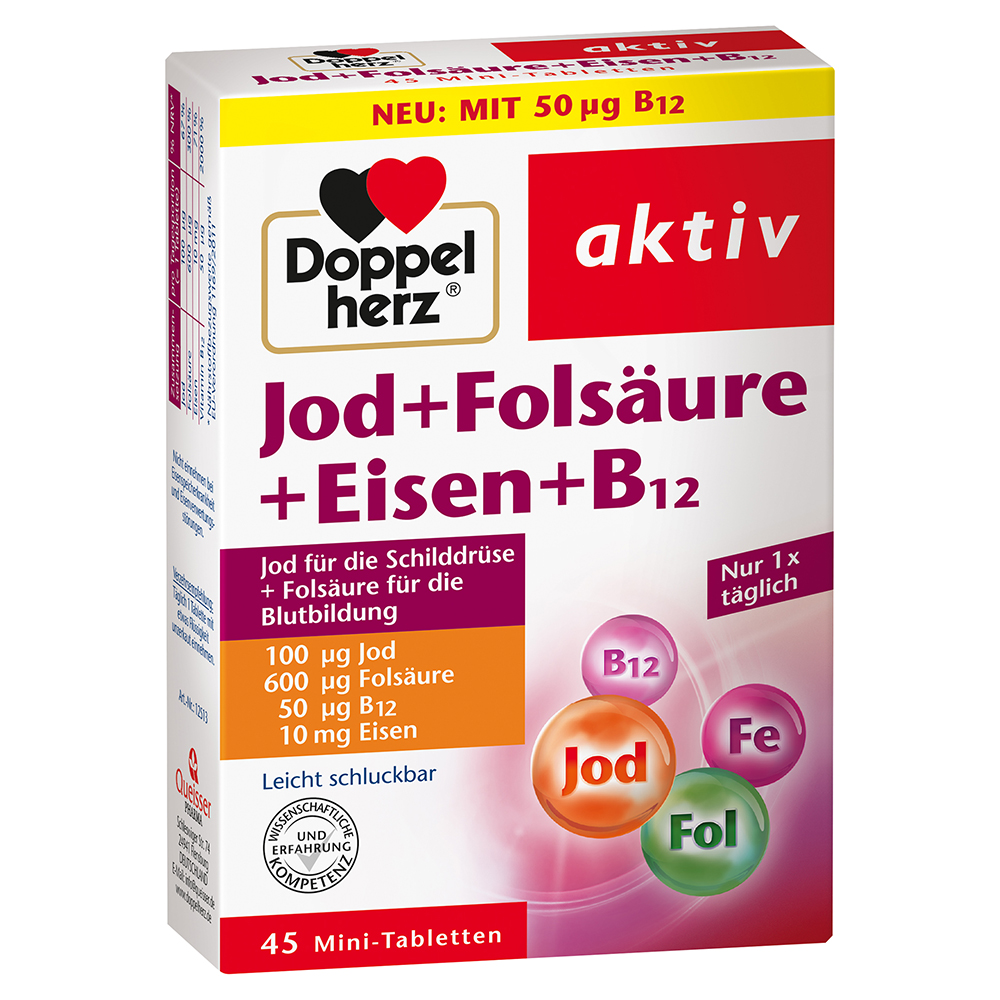 Doppelherz® Jod + Folsäure + Eisen + B12 Tabletten