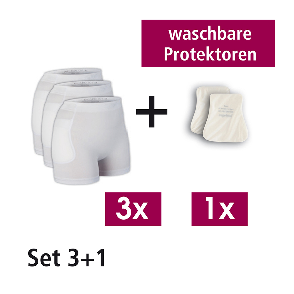Suprima Hüftprotektor-Set 4 - 3x Slip (ohne Protektor) +  1 Paar Protektoren  