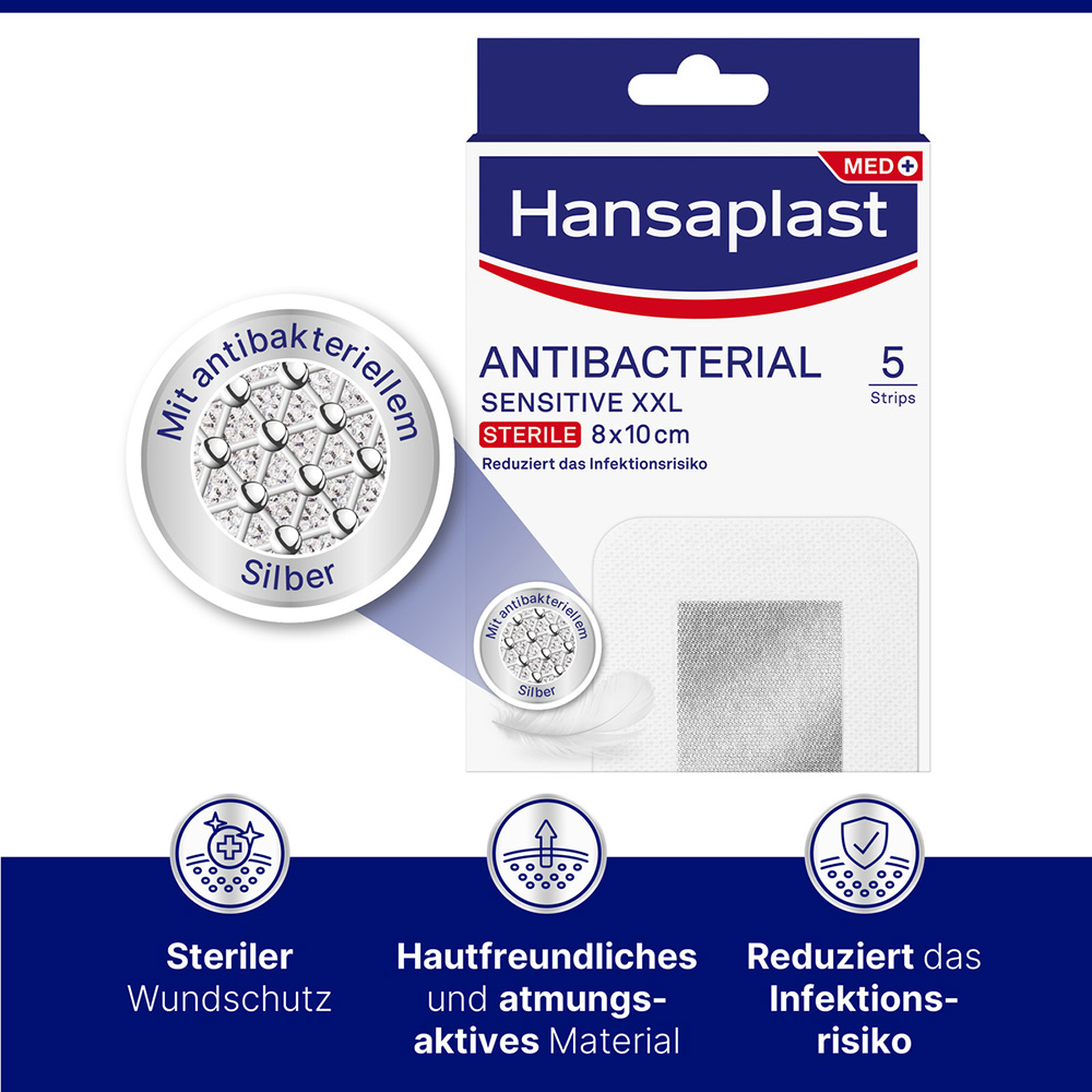 Hansaplast Sensitive Wundverband antibakteriell 8 x 10cm